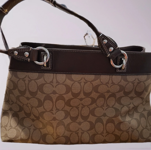 COACH 2010 Signature Tote Bag. Brown Signature C . BRIGHT YELLOW INTERIOR - Picture 6 of 11